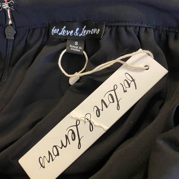 For Love and Lemons Kate Mini Dress Long Sleeve Black Floral Size Small - Picture 6 of 9